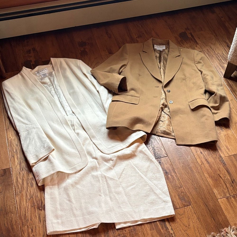 Jaeger Chic Cream Skirt and blazer and Tan Blazer Set
